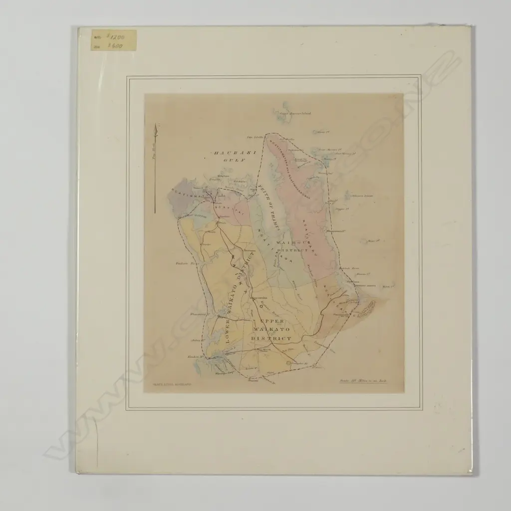 19thC map of Auckland Province showing Maori tribal areas Image 1++