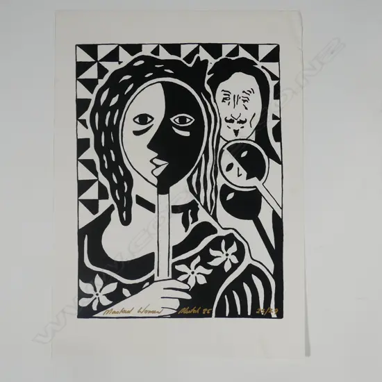 Tom Mutch (b. 1951) 'Masked Woman' screenprint