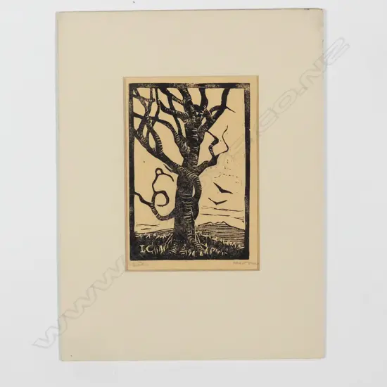 Ida H. Carey (1891-1982) 'Study' linocut