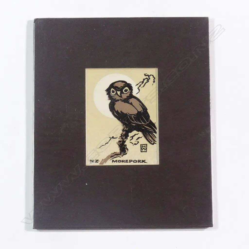 Hilda Wiseman 'NZ Morepork' linocut Image 1++