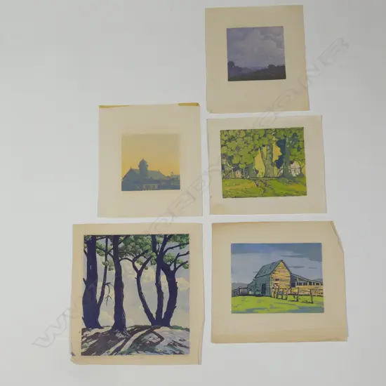 Kenneth W. Hassall (1902-1970) five linocut prints