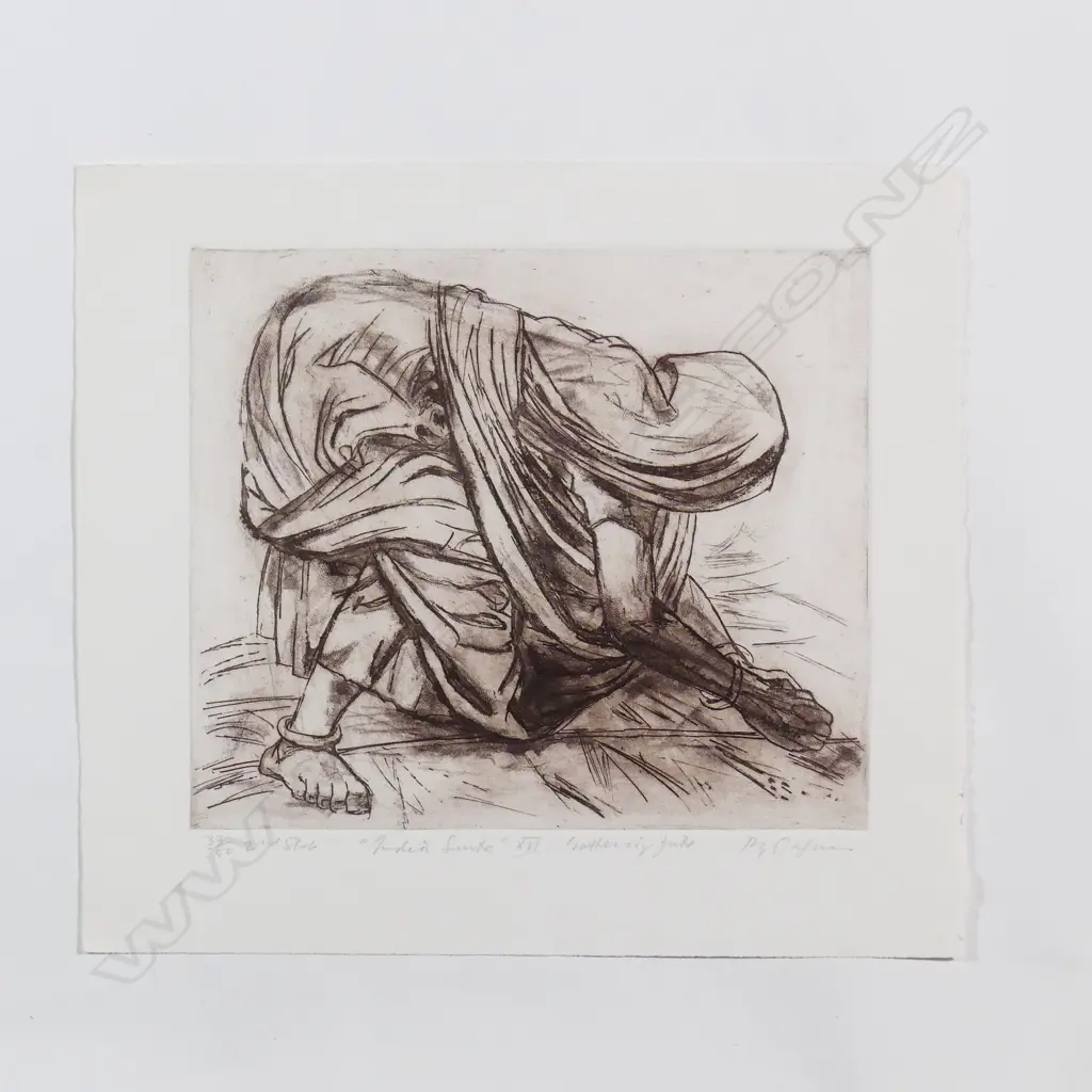 Roy Dalgarno 'Indian Suite XVI Gathering Jute' etching Image 1++