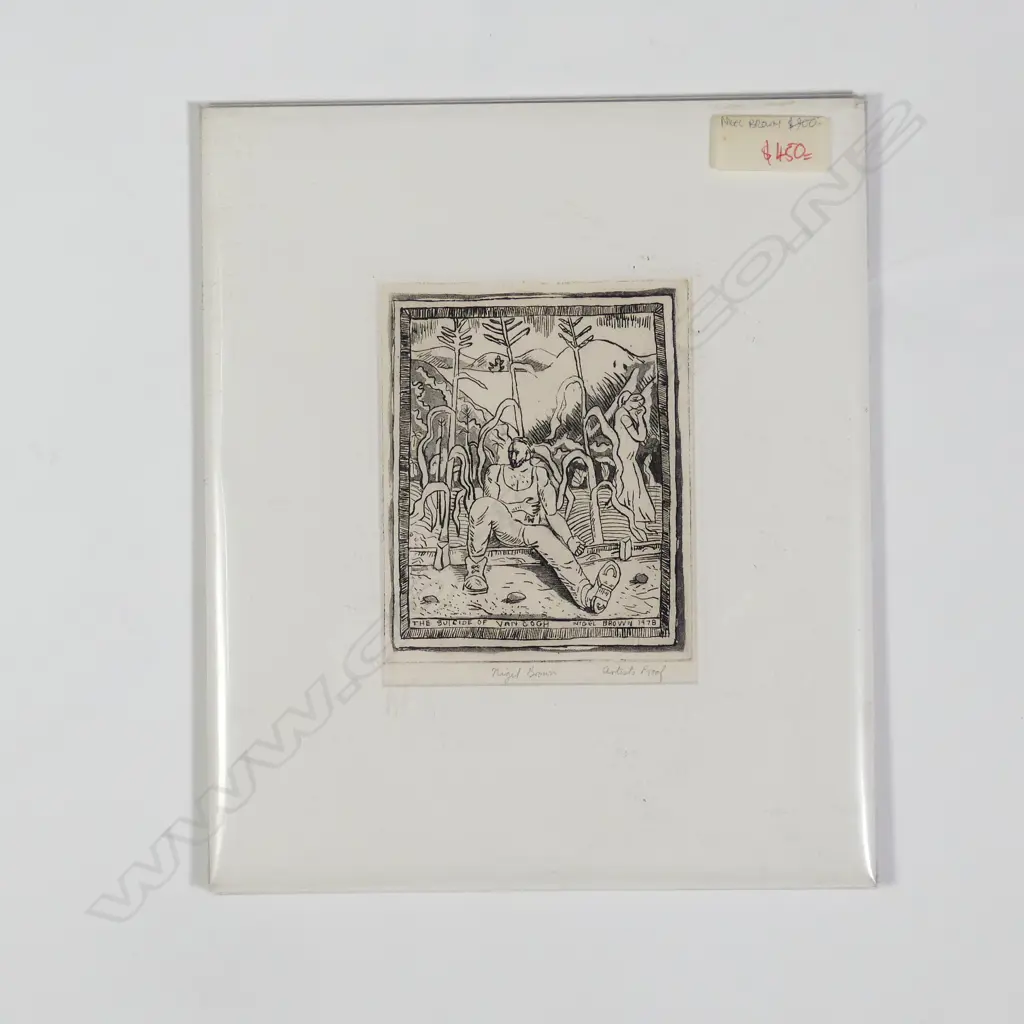 Nigel Brown (b. 1949) 'The Suicide of Van Gogh' etching Image 1++