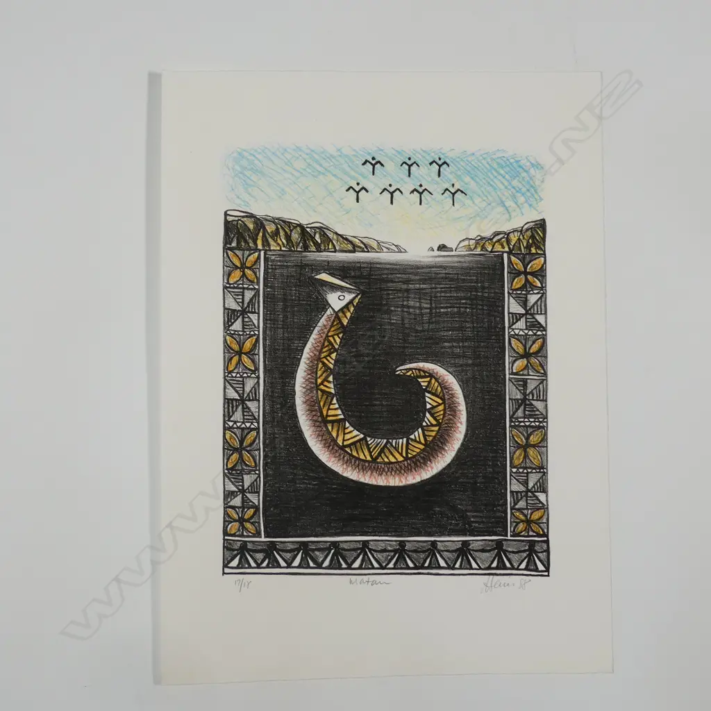 Fatu Feu'u (b. 1946) Matau' lithograph Image 1++