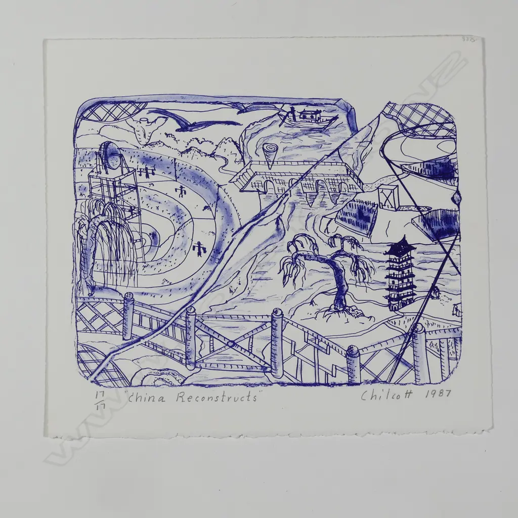 Gavin Chilcott (b. 1950) 'China Reconstructs' lithograph Image 1++