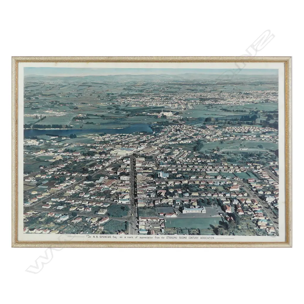 Whites Aviation - hand coloured aerial photograph of Otahuhu Image 1++