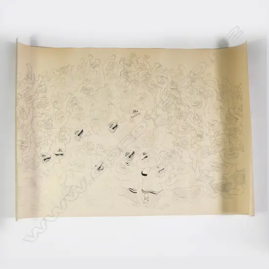 Theo Schoon (1915 - 1985) untitled sketch - dancing frogs