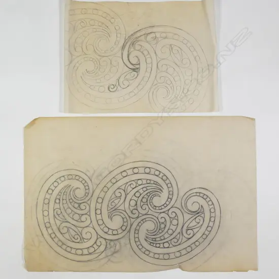 Theo Schoon (1915 - 1985) two untitled sketches - koru motifs