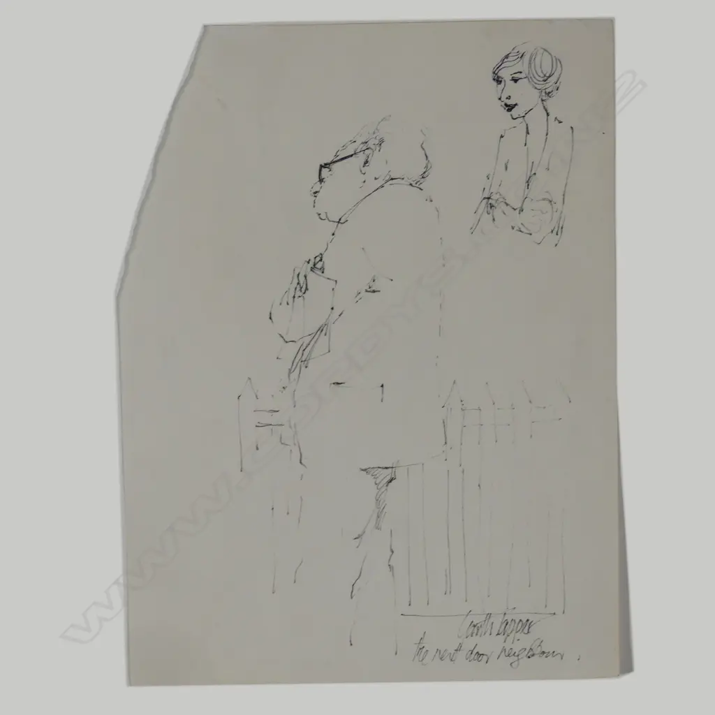 Garth Tapper (1927-1999) two portrait sketchbook pages Image 1++