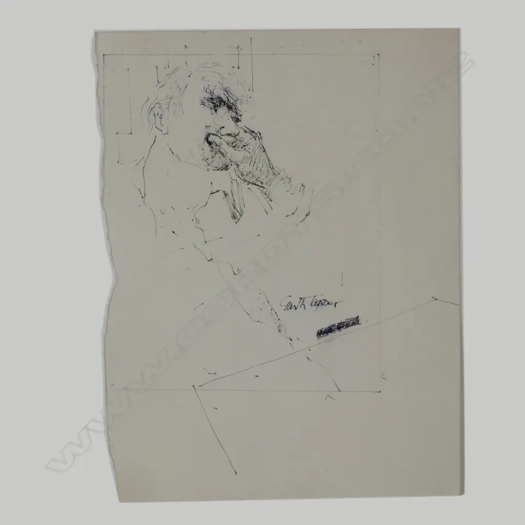 Garth Tapper (1927-1999) two portrait sketchbook pages Image 1++