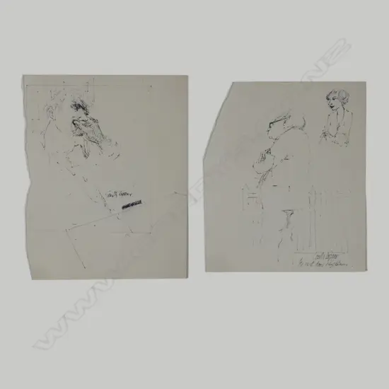 Garth Tapper (1927-1999) two portrait sketchbook pages