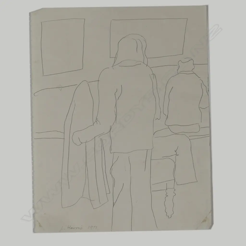 Jeffrey Harris (b. 1949) untitled sketch - two figures Image 1++