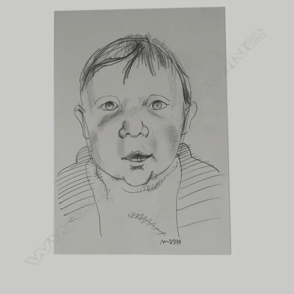 Michael Smither (b. 1939) portrait sketch of a child Image 1++