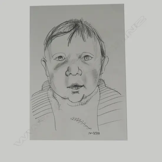 Michael Smither (b. 1939) portrait sketch of a child
