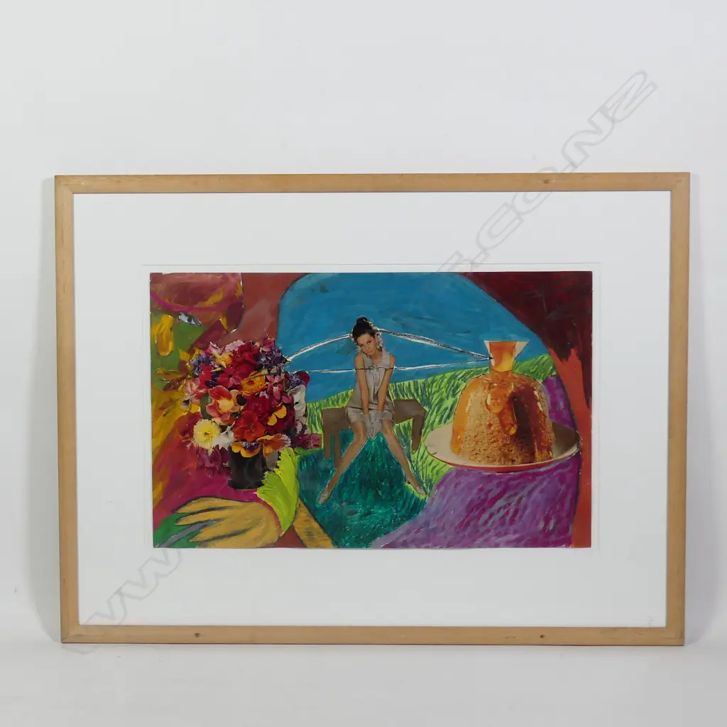 JEFFREY HARRIS 'PORTRAIT OF AN ARTIST' MIXED MEDIA ON PAPER 1970 Image 1++