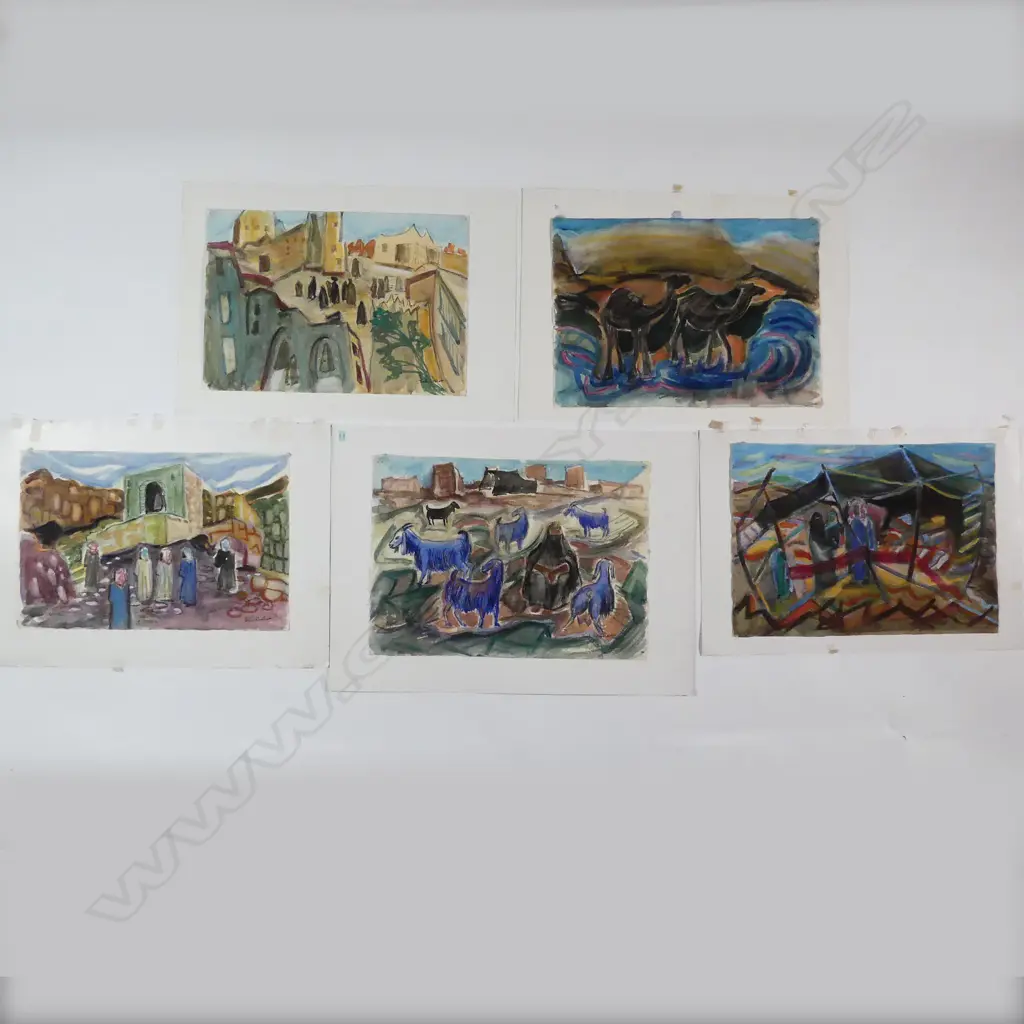 Sina Woolcott (1907-2003) Five watercolour works Image 1++