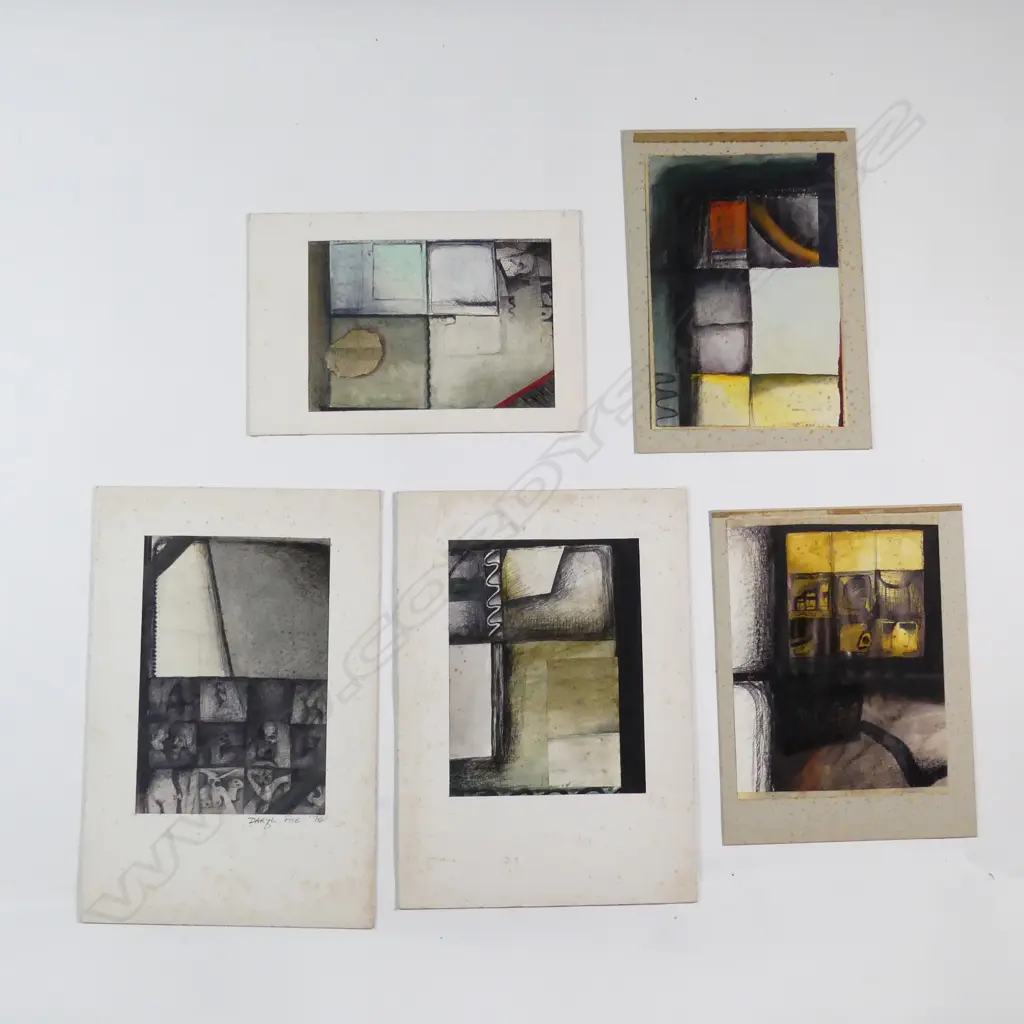 Daryl File - five mixed media abstract works on paper Image 1++