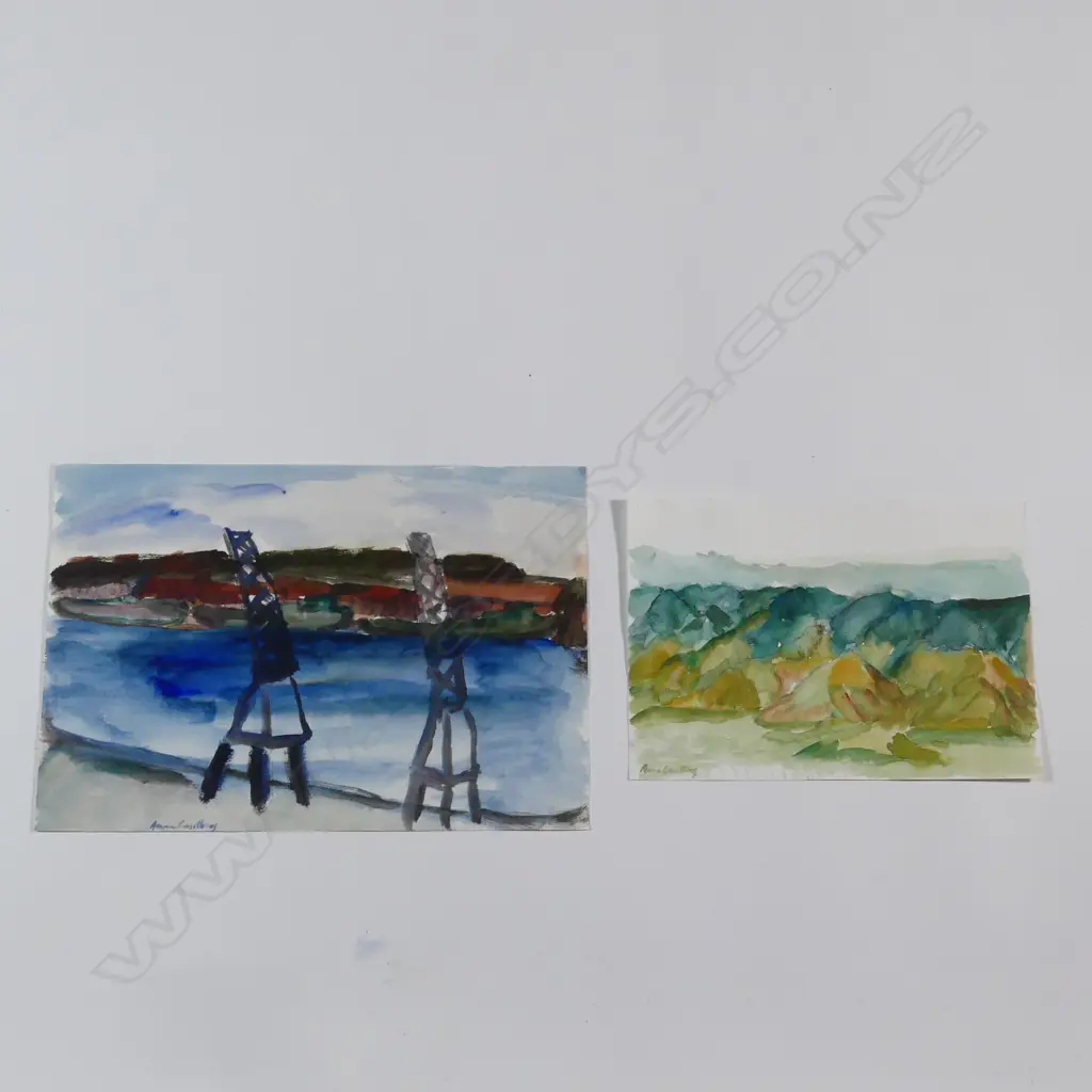 Anna Caselberg (1942-2004) two watercolour landscape Image 1++