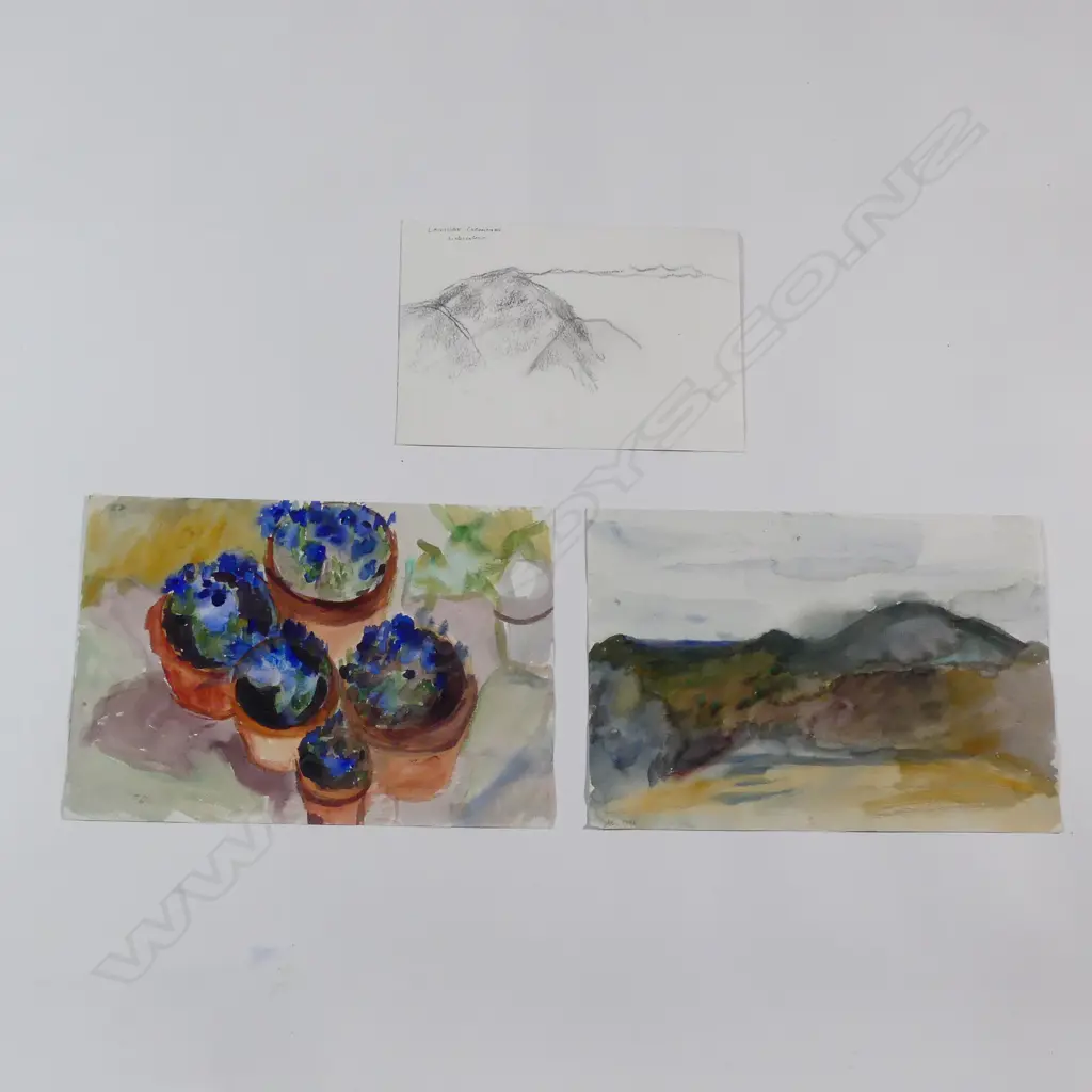 Anna Caselberg (1942-2004) three watercolour landscapes Image 1++