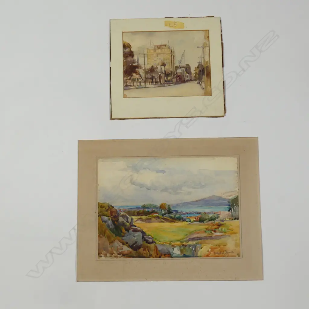 Ethel S. Jones 'The original suite of The Auckland Grammar School' watercolour Image 1++