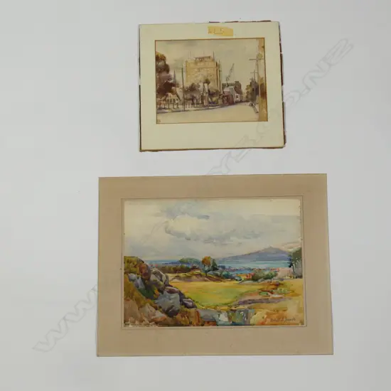 Ethel S. Jones 'The original suite of The Auckland Grammar School' watercolour