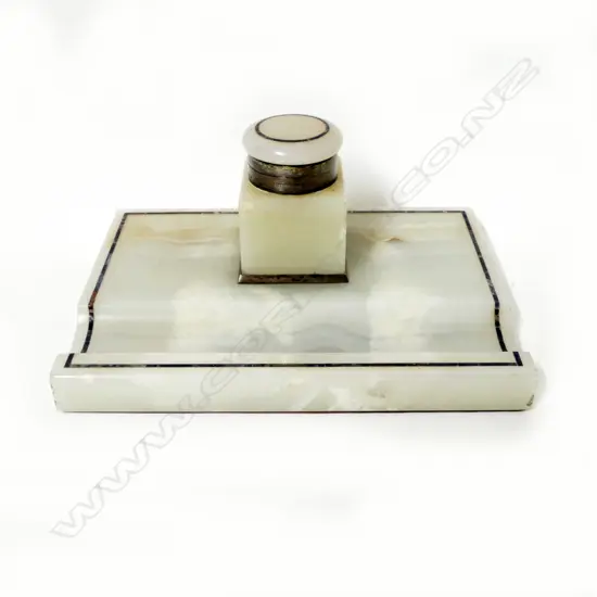 An alabaster ink stand