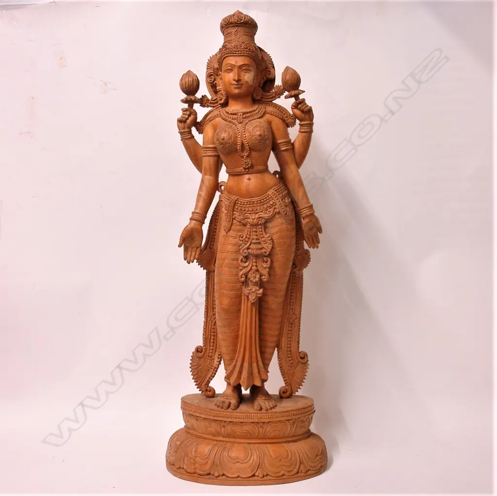 A carved Indian large wood figure of the voluptuous goddess Image 1++