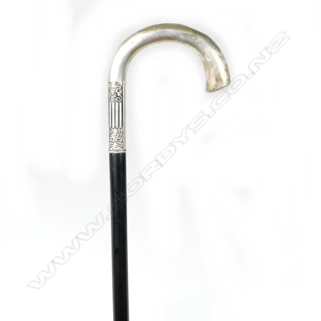 An early 1900s silver handled hiking cane Image 1++