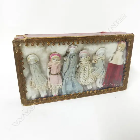 A collection of six Victorian bisque doll's house dolls