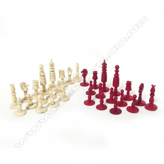 A set of 19thC Indian ivory chess pieces
