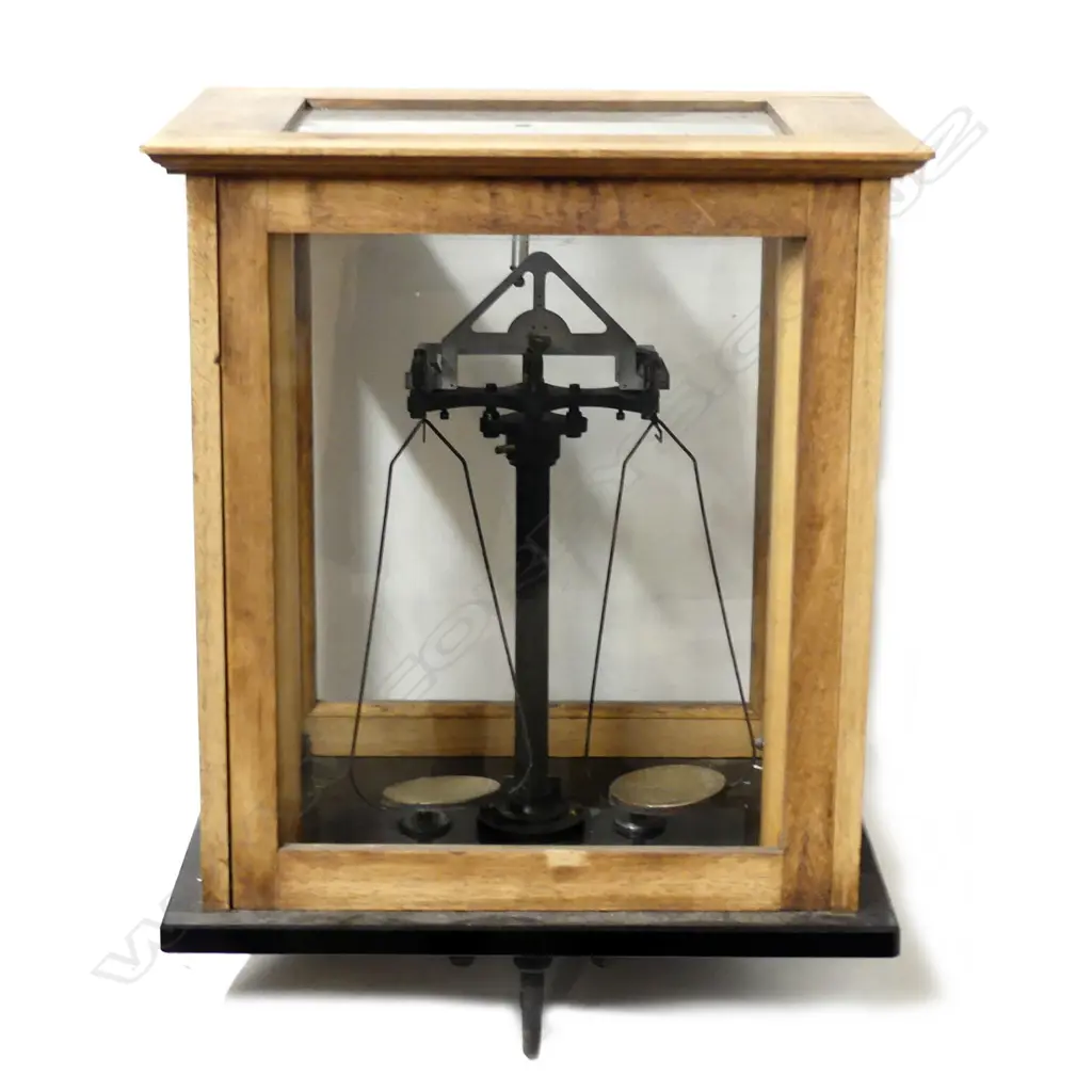 A mahogany cased set of chemical scales Image 1++