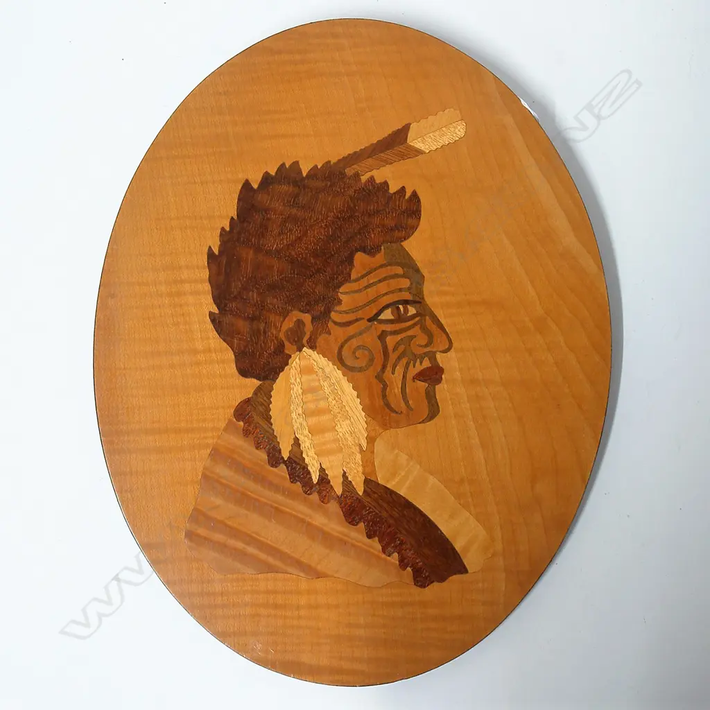 A 1960s/1970s inlaid N.Z. woods portrait panel by Mr L.J. Cox Image 1++