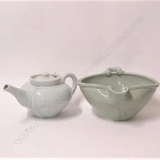 Two Ross Mitchell-Anyon celadon glazed pieces
