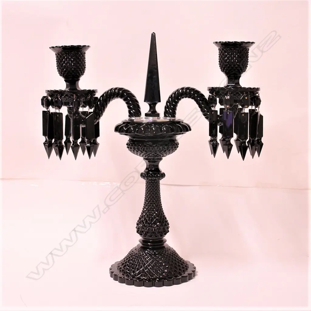 A modern Baccarat black lead crystal table candelabra Image 1++