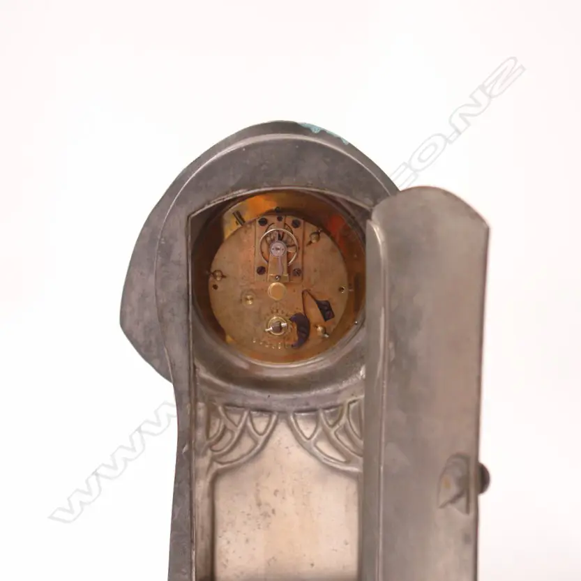 A c.1900-1910 Liberty & Co. Tudric pewter and enamel clock designed by Archibald Knox Image 1++