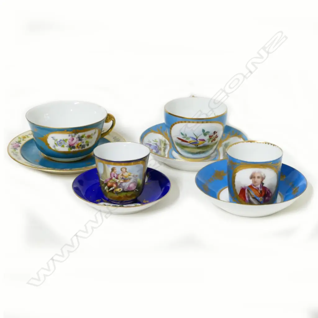 Four various Continental porcelain cups and saucers Image 1++