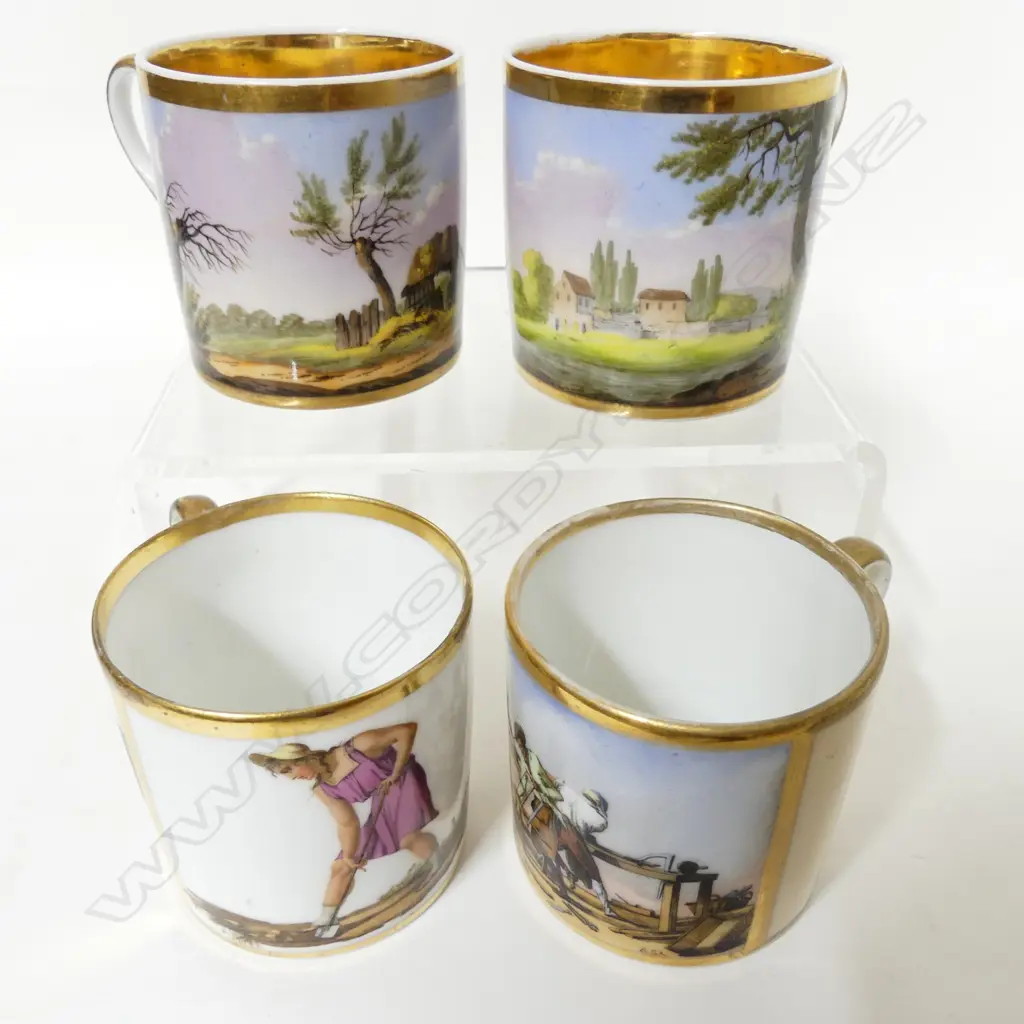 Four Continental porcelain coffee cans Image 1++