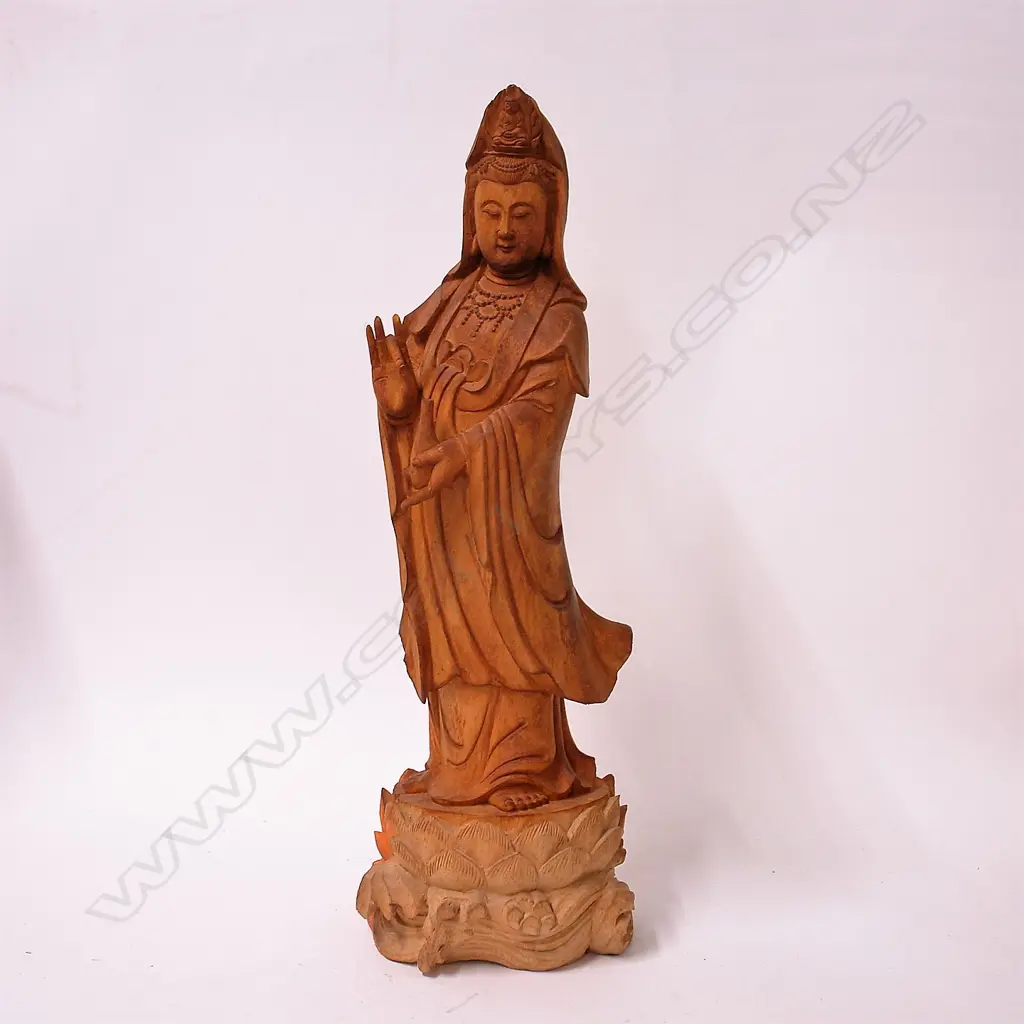 A carved wood Chinese figure of Kuanyin Image 1++
