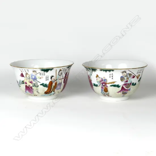 A pair of modern famille rose bowls