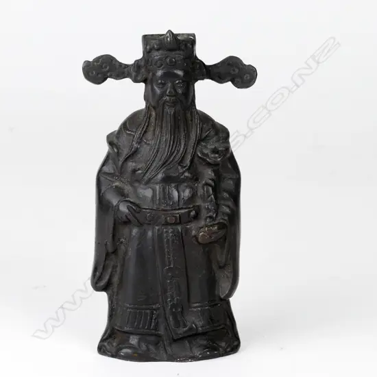 A 19thC Chinese cast bronze statuette of Lu-Hsing