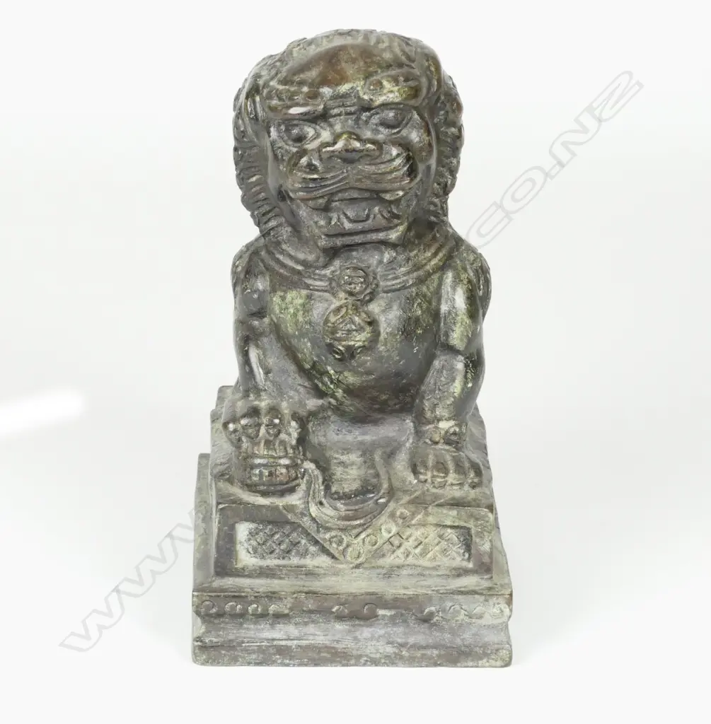 A Chinese bronze figure of a crouching kylin Image 1++