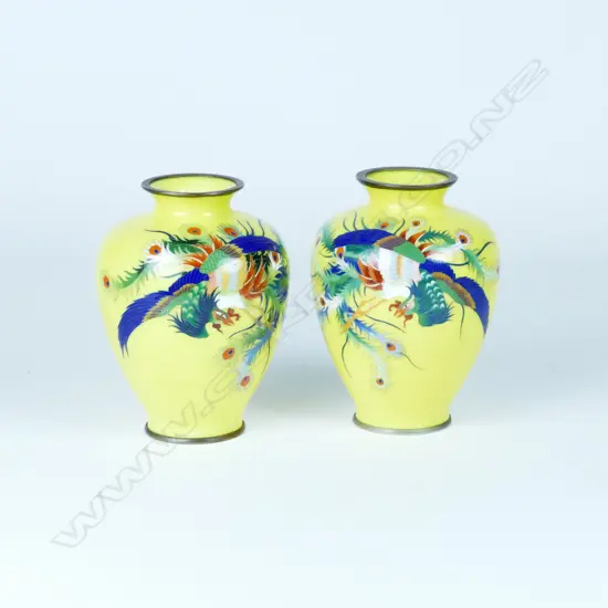 A pair of Japanese cloisonné vases