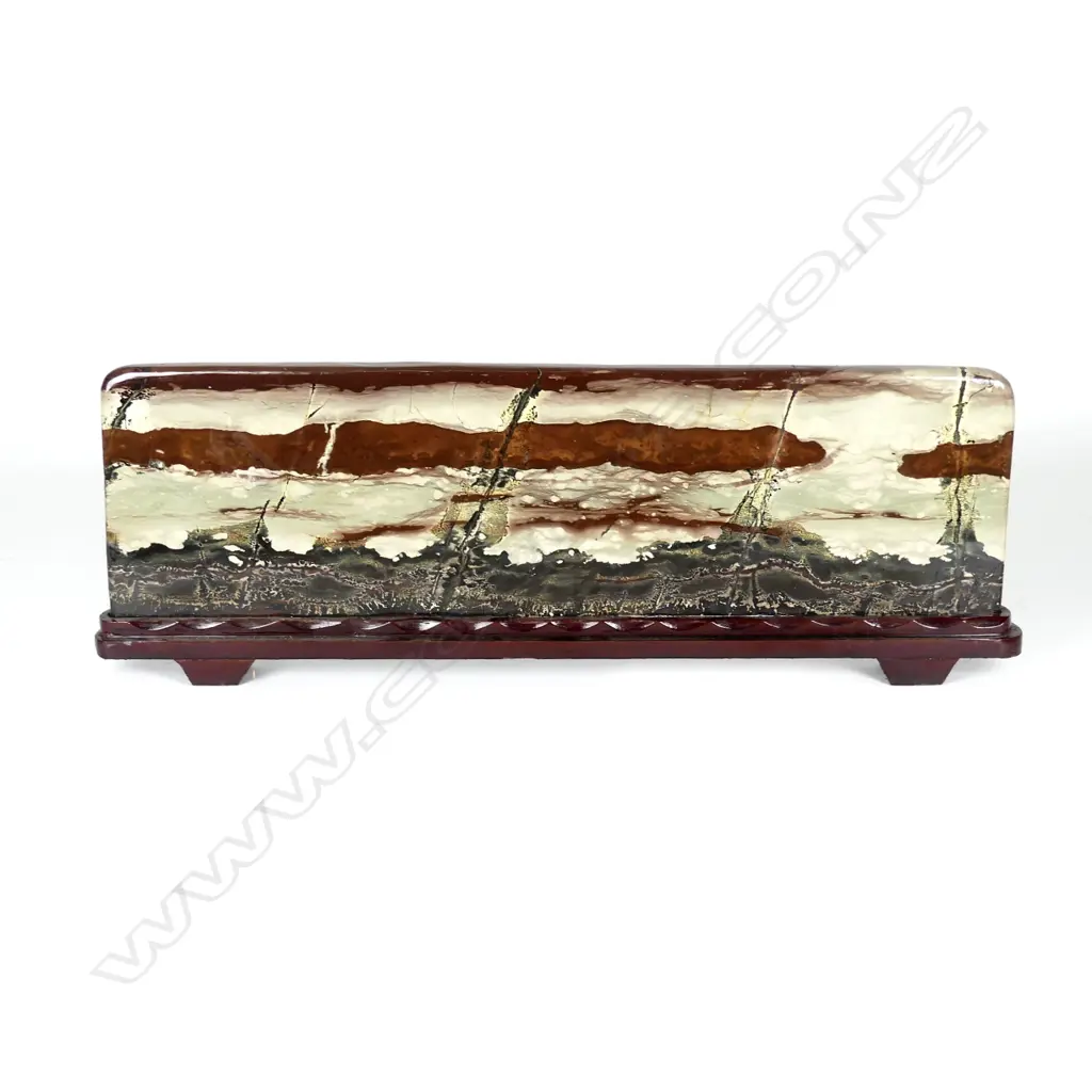 A large heavy Oriental hardstone panel Image 1++