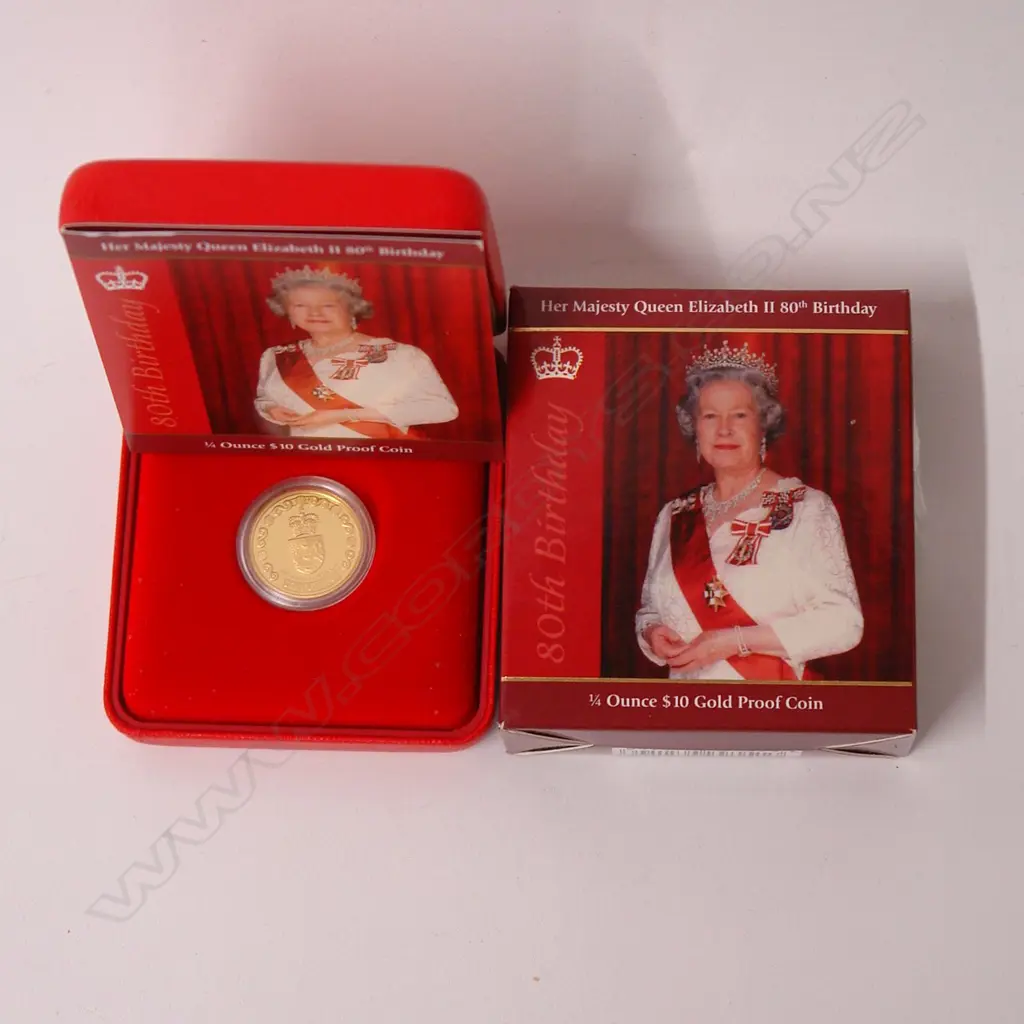 A 2006 N.Z. 'Her Majesty Queen Elizabeth II 80th birthday' $10 gold coin. 7.777gm Image 1++