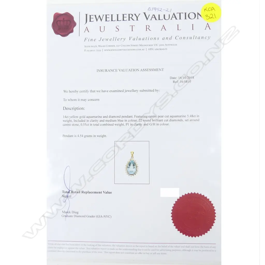 A 14ct. gold aquamarine and diamond pendant Image 1++