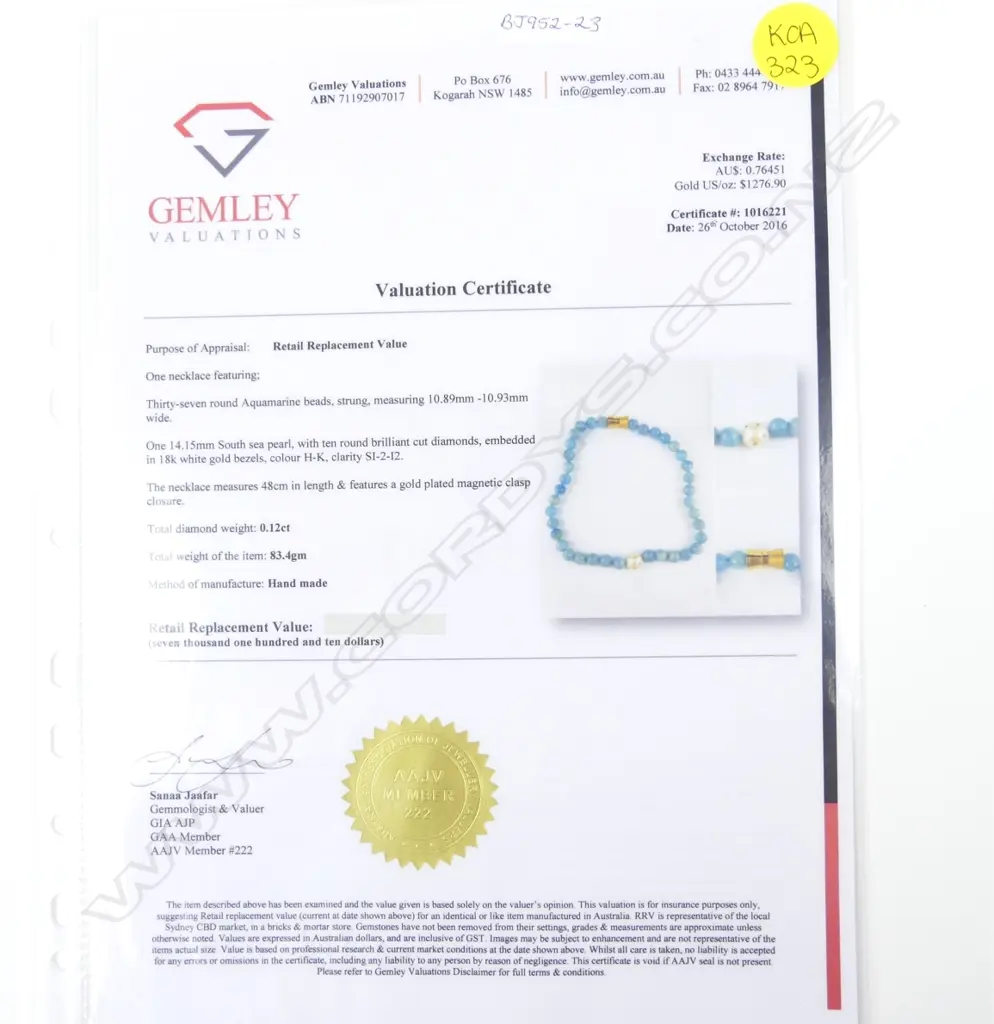 An aquamarine and pearl necklace Image 1++