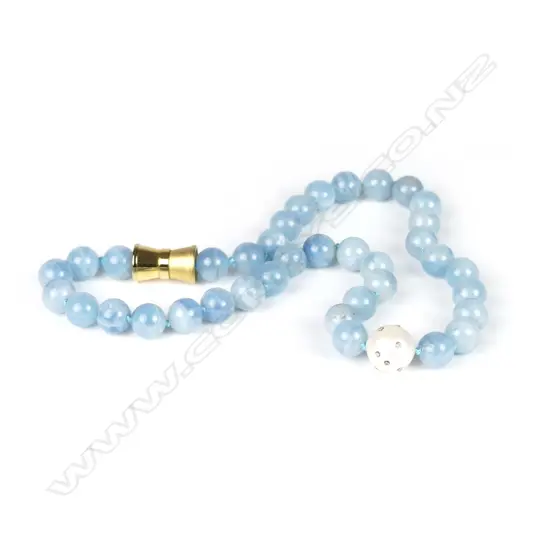 An aquamarine and pearl necklace
