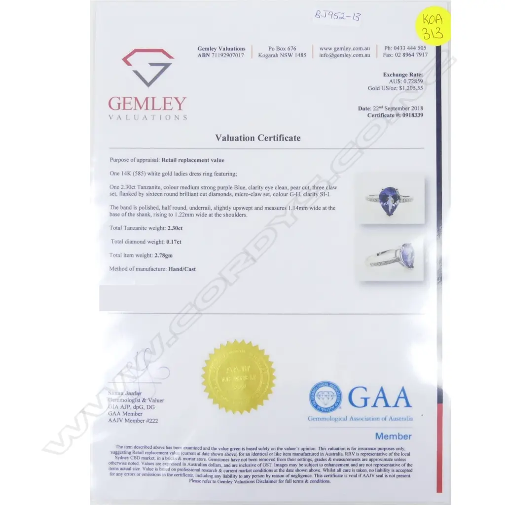 A 14ct. white gold tanzanite and diamond ring Image 1++