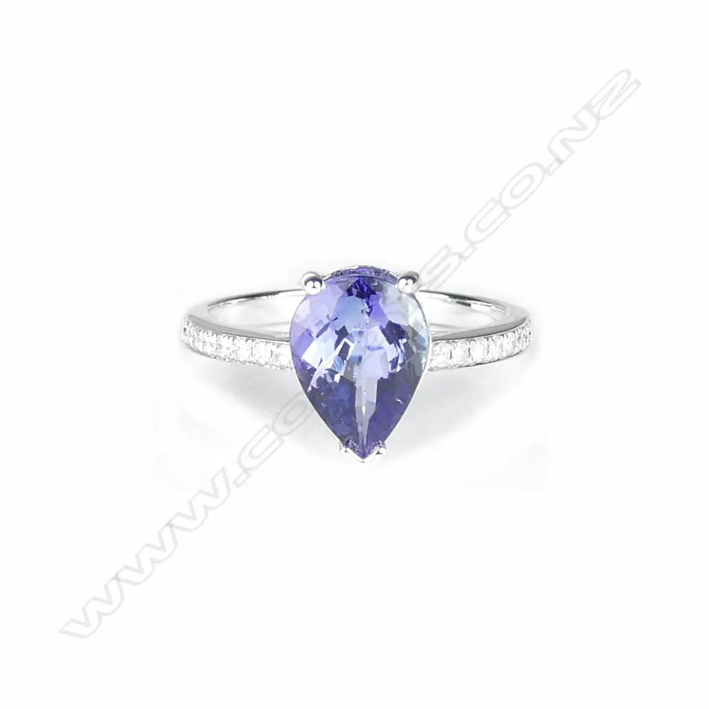 A 14ct. white gold tanzanite and diamond ring Image 1++