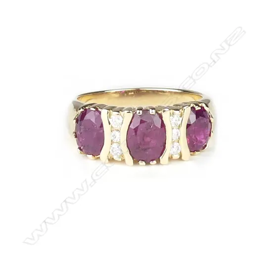 A 14ct. gold ruby and diamond ring